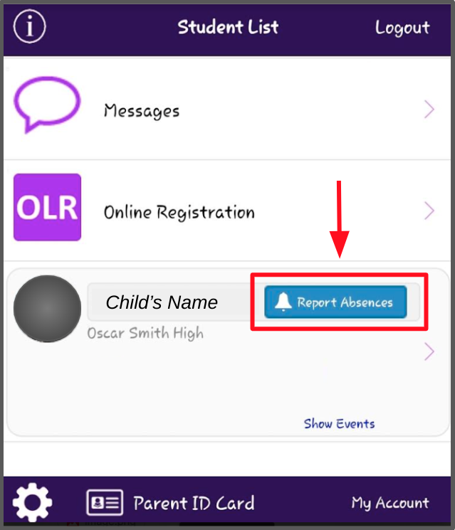 mobile app absence button