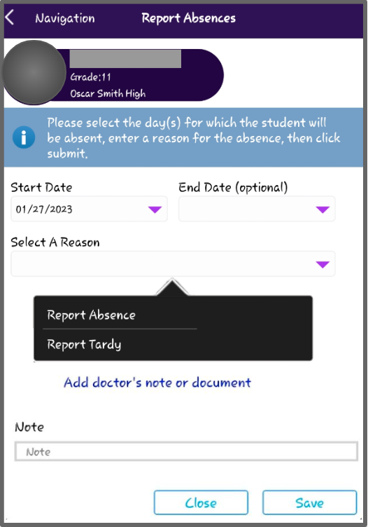 report absence details