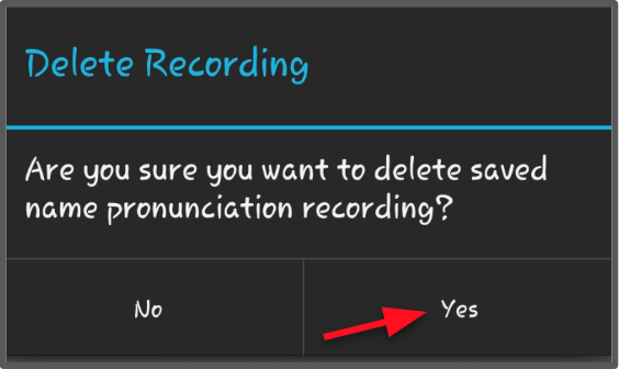 delete recording confirmation message