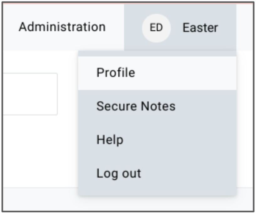 profile menu option