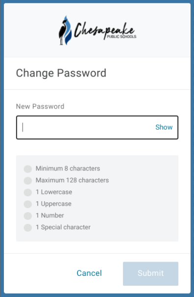 change password screen