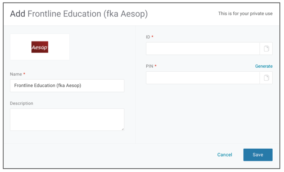 enter app login information details
