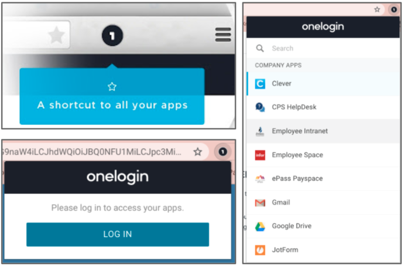 Onelogin extension screen