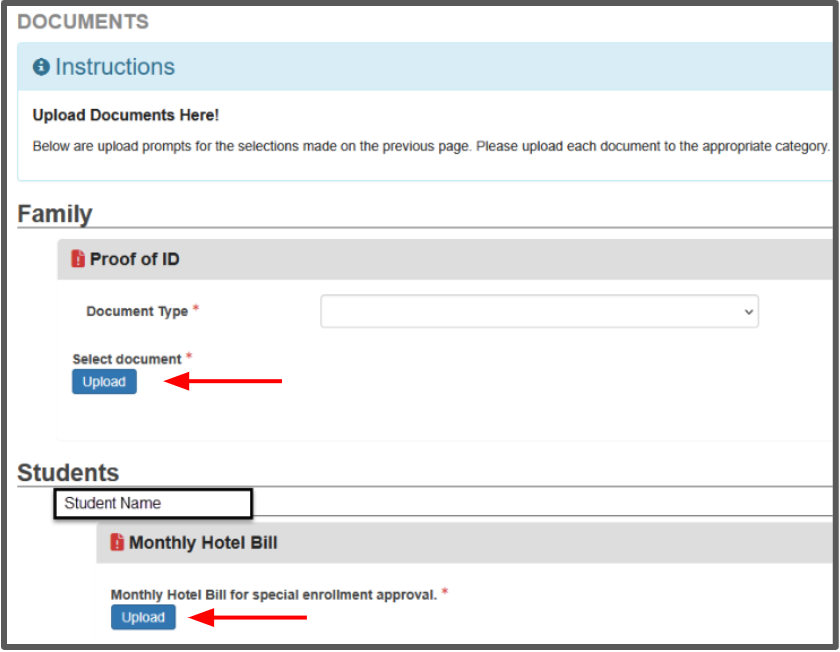 upload buttons