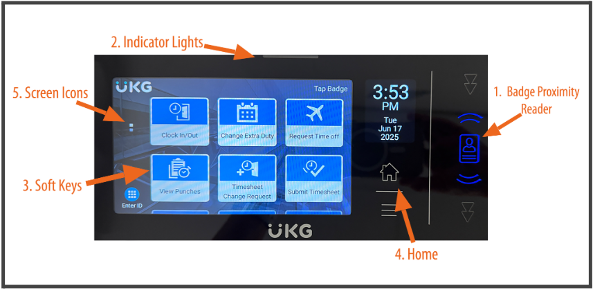 UKG time clock screen