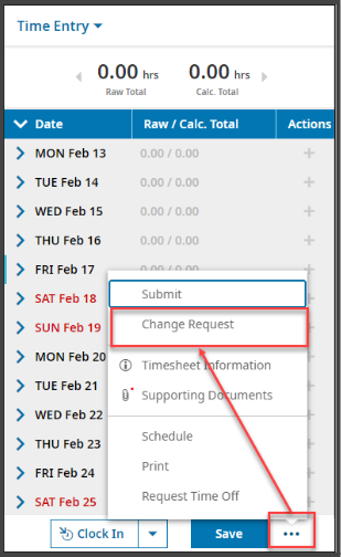 mobile timesheet change request access