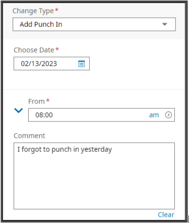 Change Type details