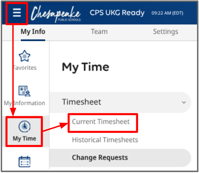 access current timesheet