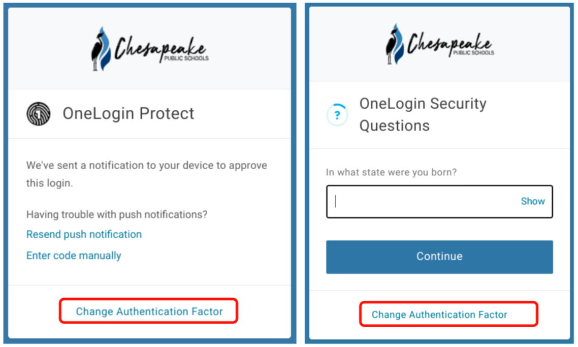 authentication screen