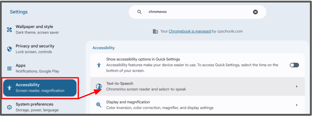 accessibility options