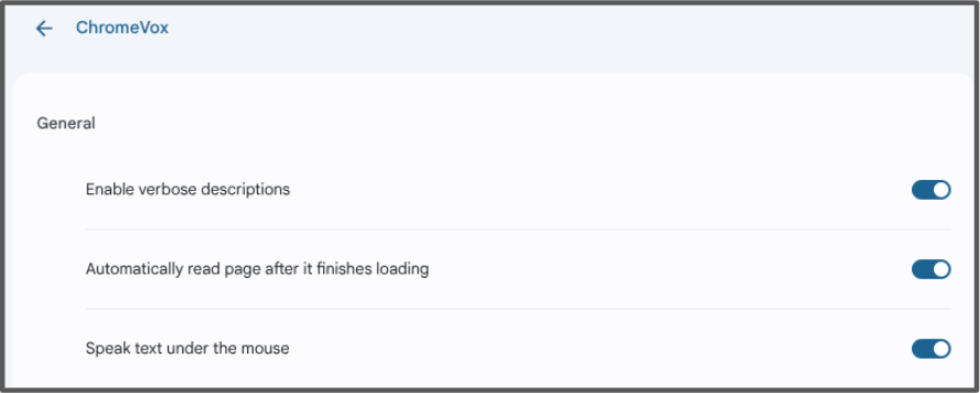ChromeVox settings