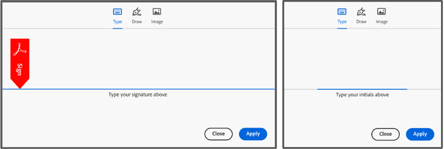 enter signature, initials