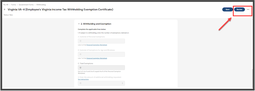 Review VA withholdings
