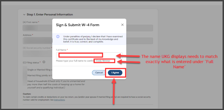 Enter name exactly as it appears on form