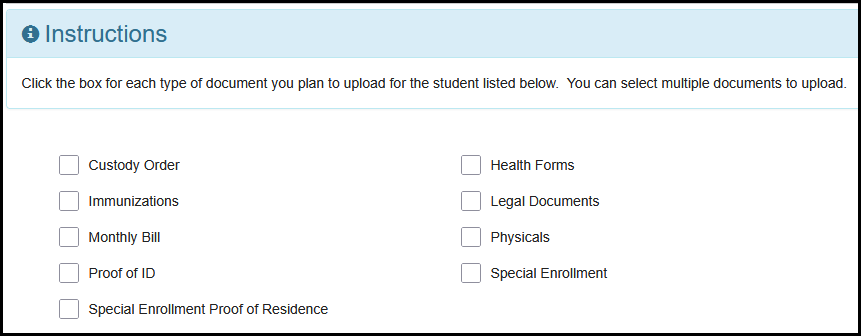 Instructions to select documents