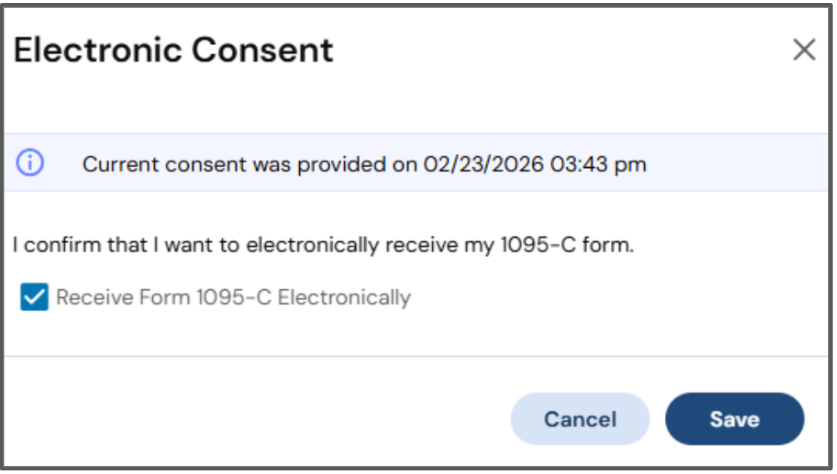 Electronic Consent Check Box Screen