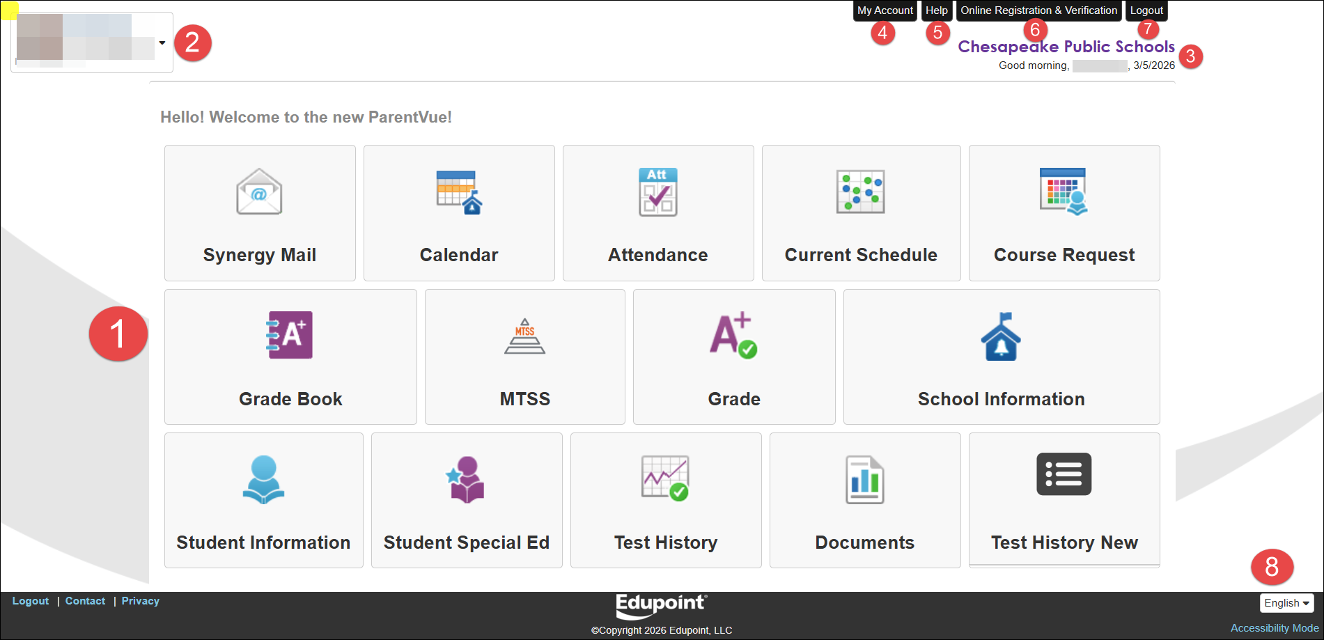 new tiled ParentVUE home screen
