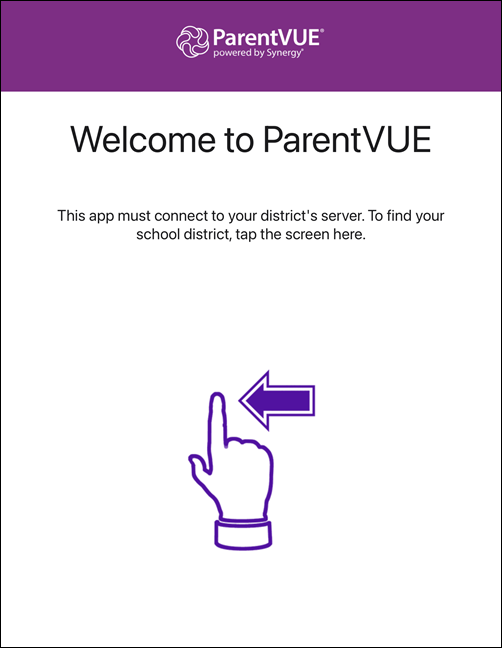 welcome to ParentVUE screen