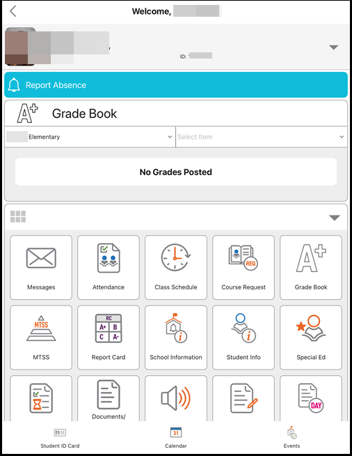 grade book screen