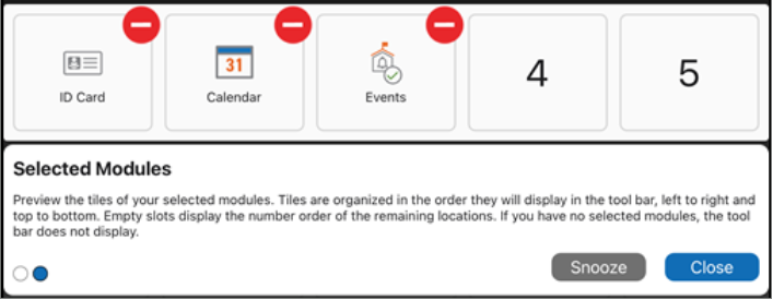 selected modules message
