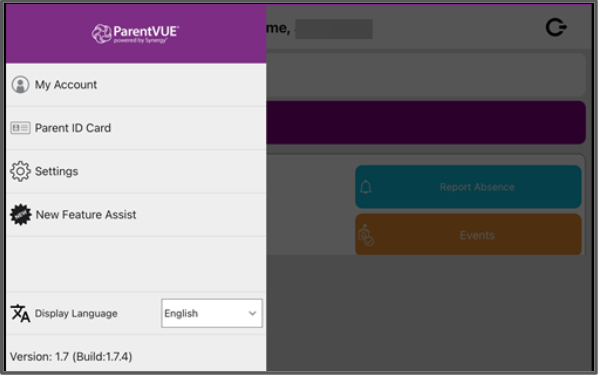 parentvue account settings screen