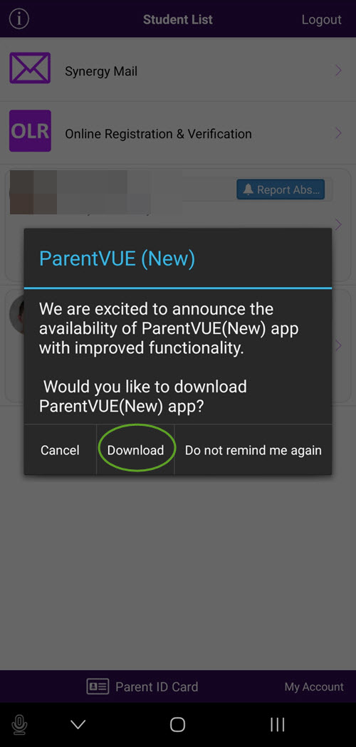 parentvue popup message to upgrade