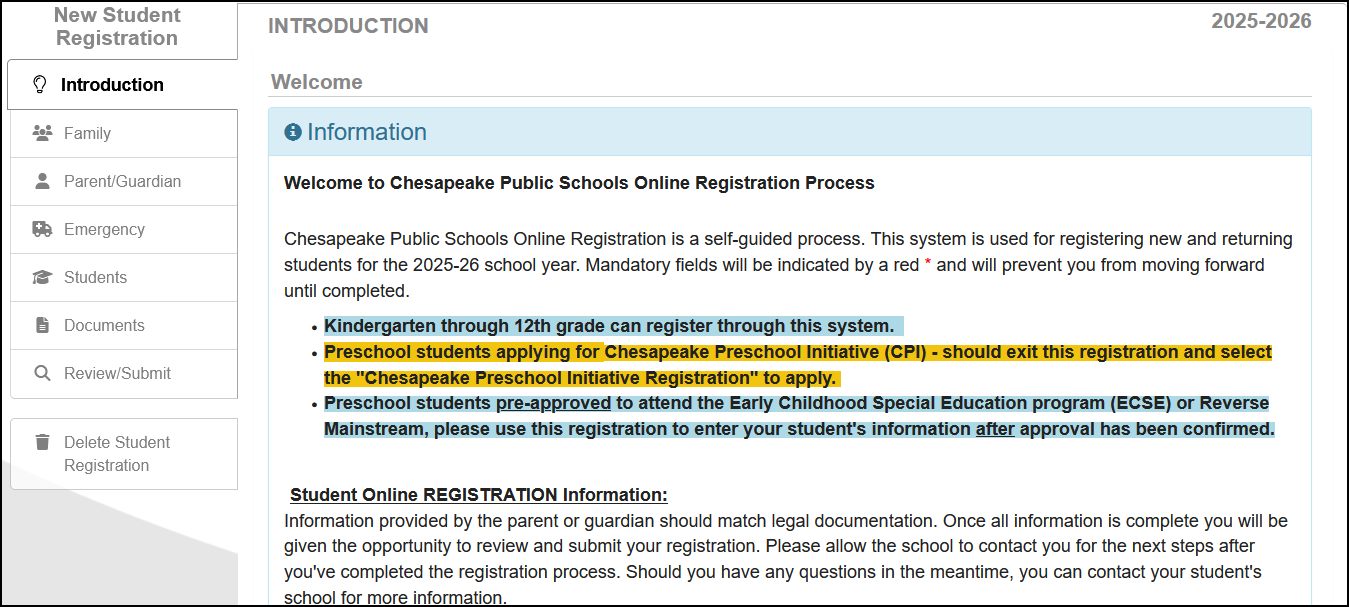 Registration Introduction