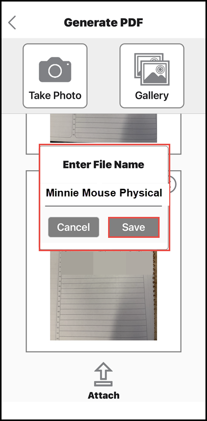 enter file name and save button