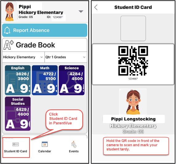 student ID card icon and qr code