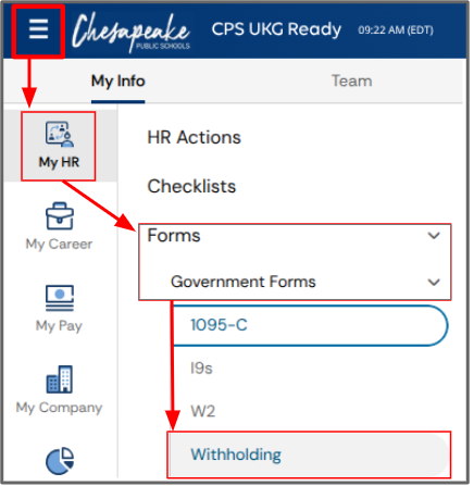 withholding forms selection