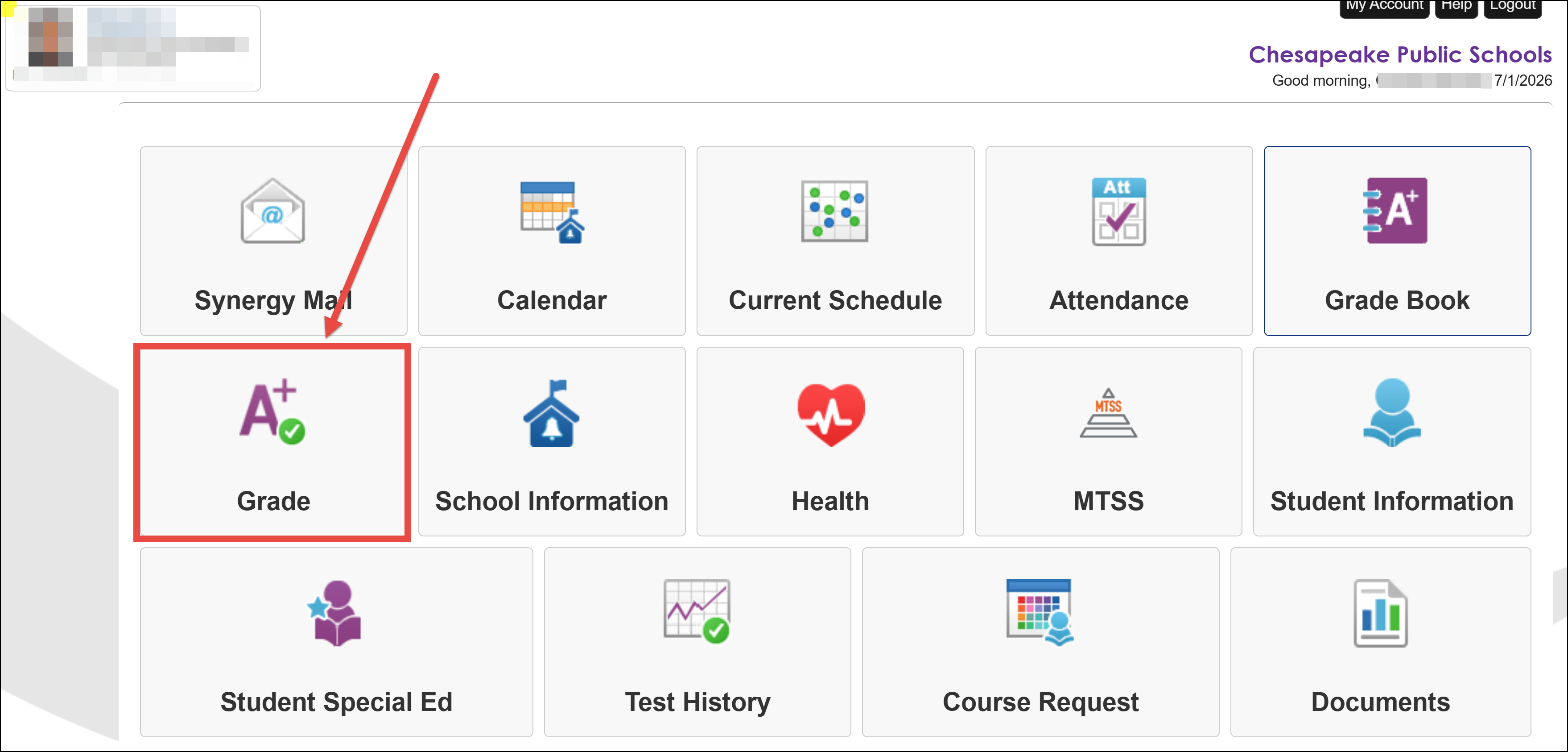 Student Grade screen in new PVUE
