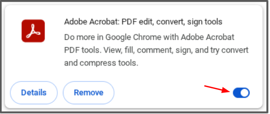 toggle button to disable/enable extension