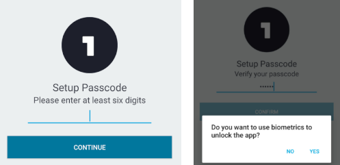 setup passcode screens