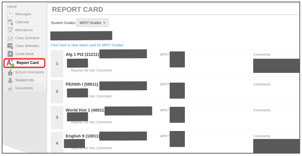 report card window