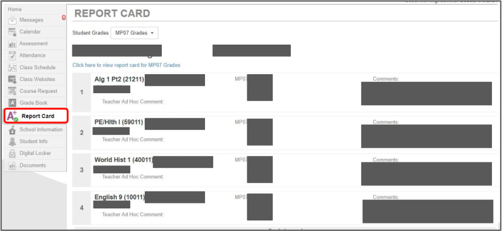 report card window