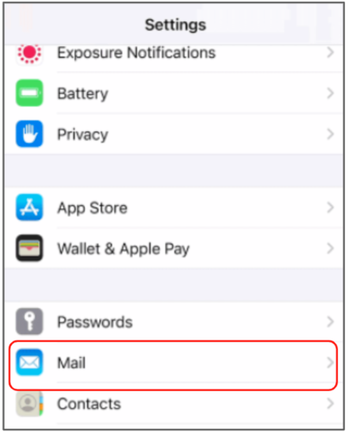 mail settings selection