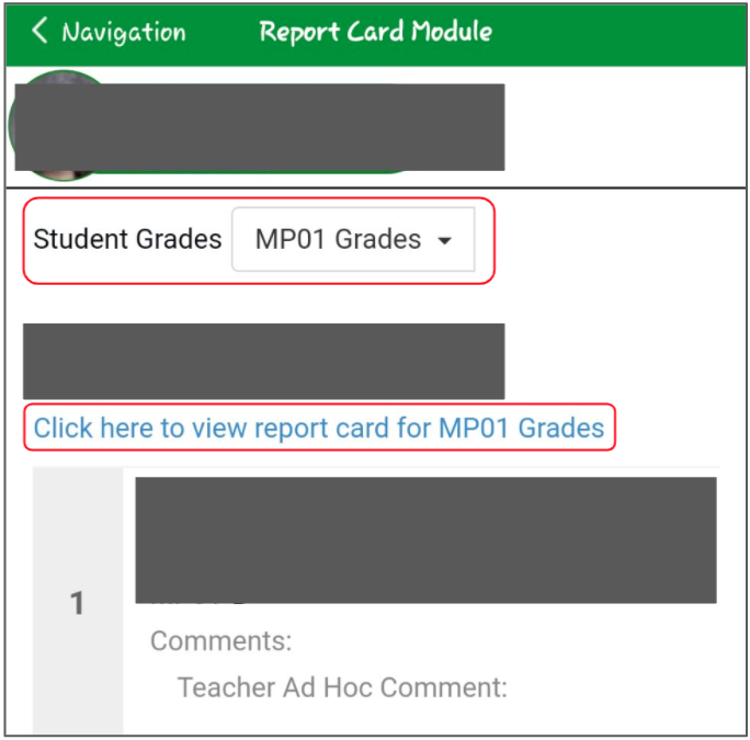 report card view