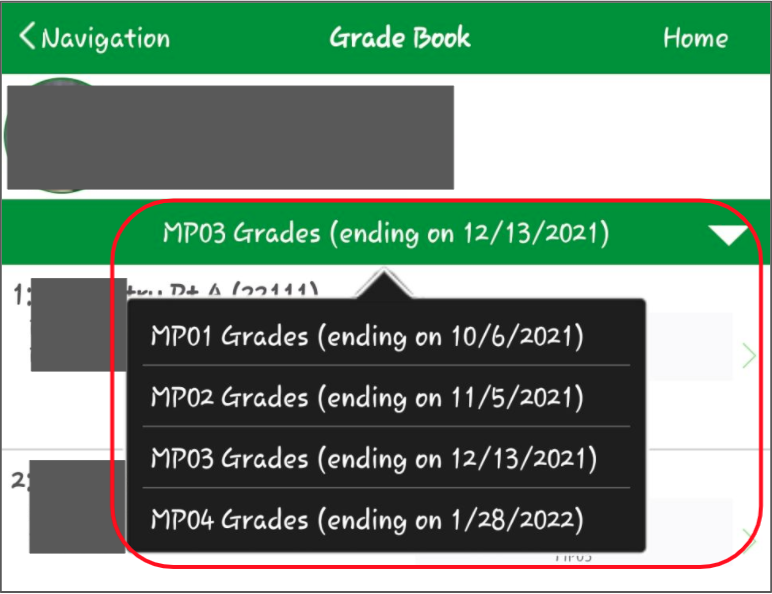 marking period progress report