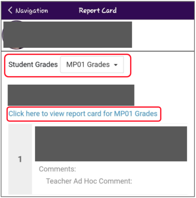 report card view