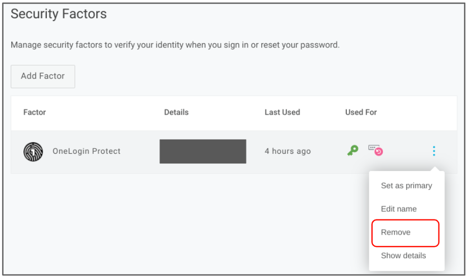 security factor settings