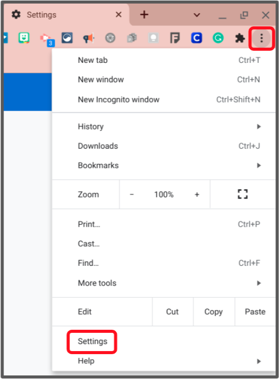 chrome browser settings