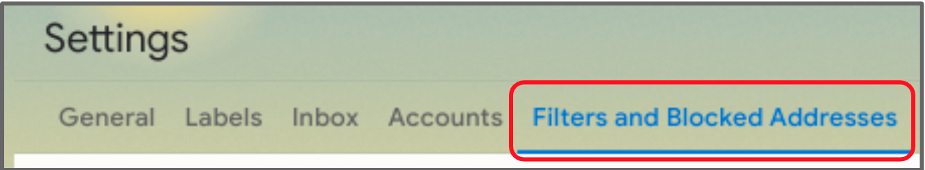 filters and blocked addresses tab