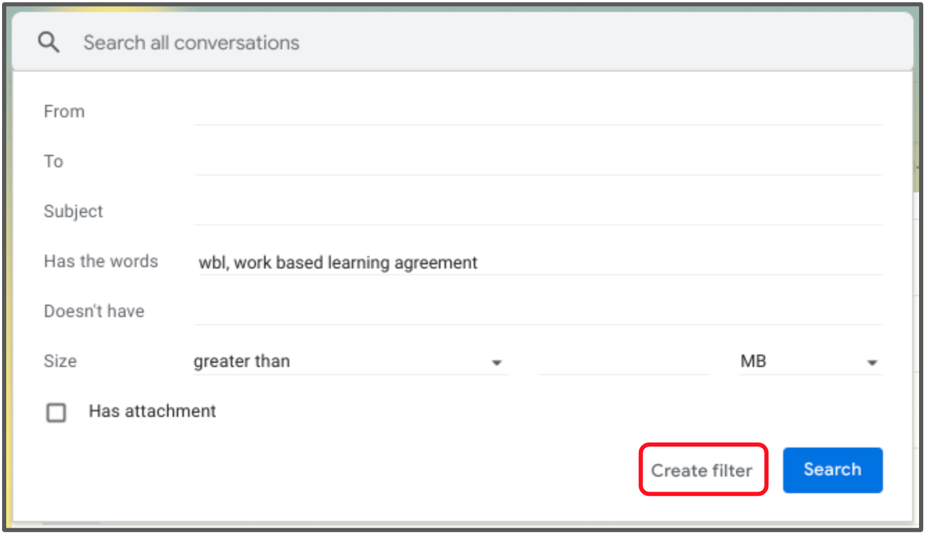 create filter button