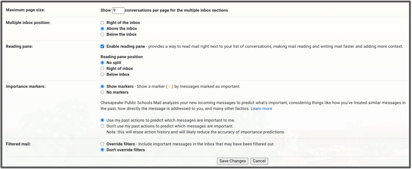 customize inbox appearance and rules
