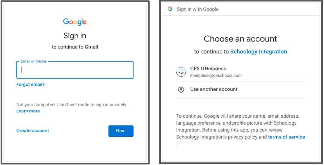 sign in with google login screen