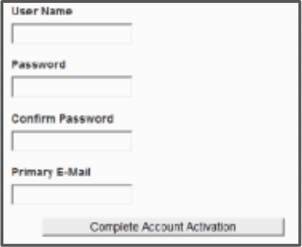 create account, username, password, email window