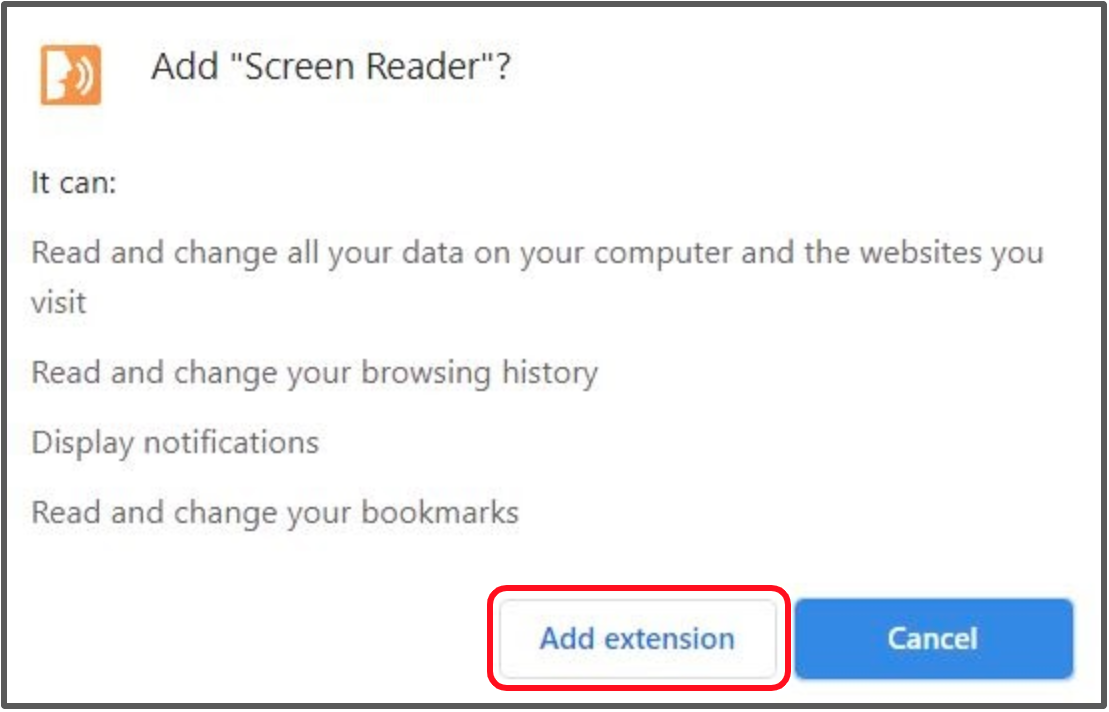 add screen reader pop up window