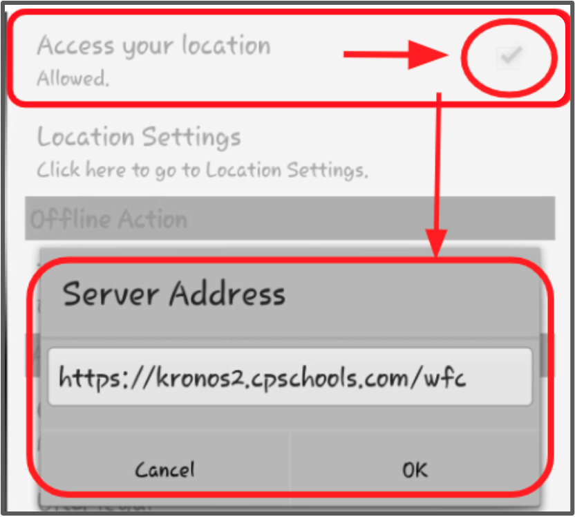 server address screen