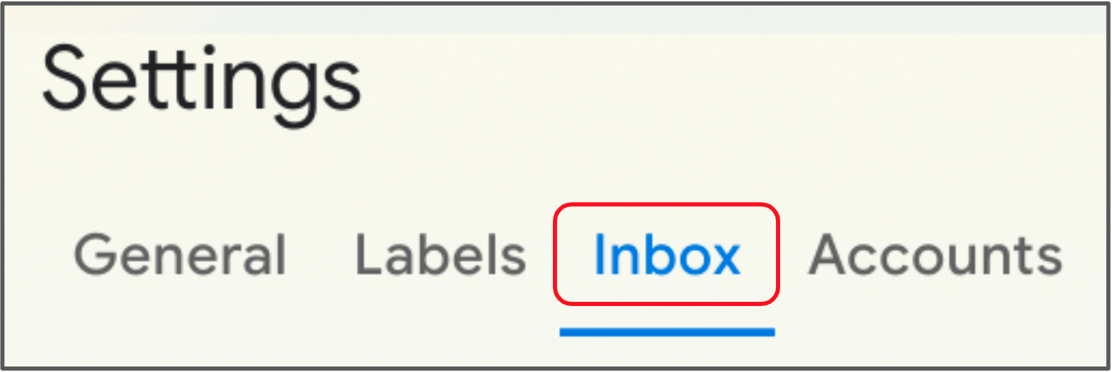 inbox settings tab