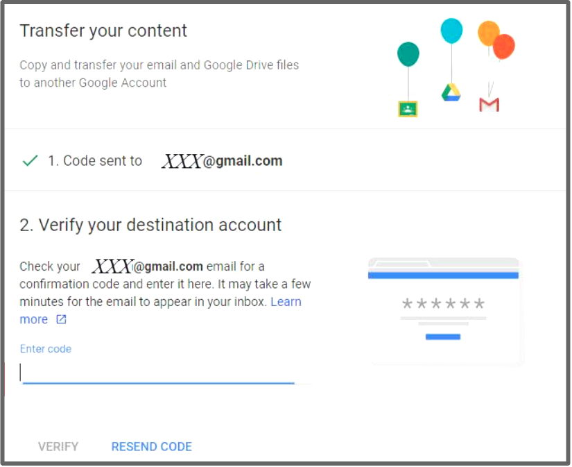 transfer your content verify screen